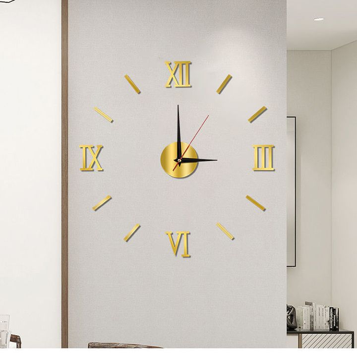 3D Frameless DIY Clocks Silent Non Ticking Mirror Self Adhesive Wall Clock for Living Room Bedroom Office Home and Kitchen