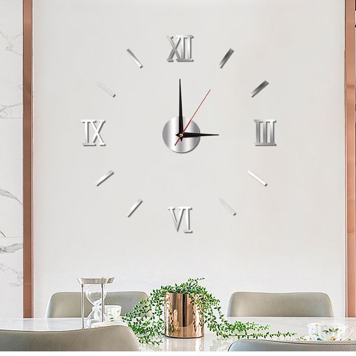 3D Frameless DIY Clocks Silent Non Ticking Mirror Self Adhesive Wall Clock for Living Room Bedroom Office Home and Kitchen