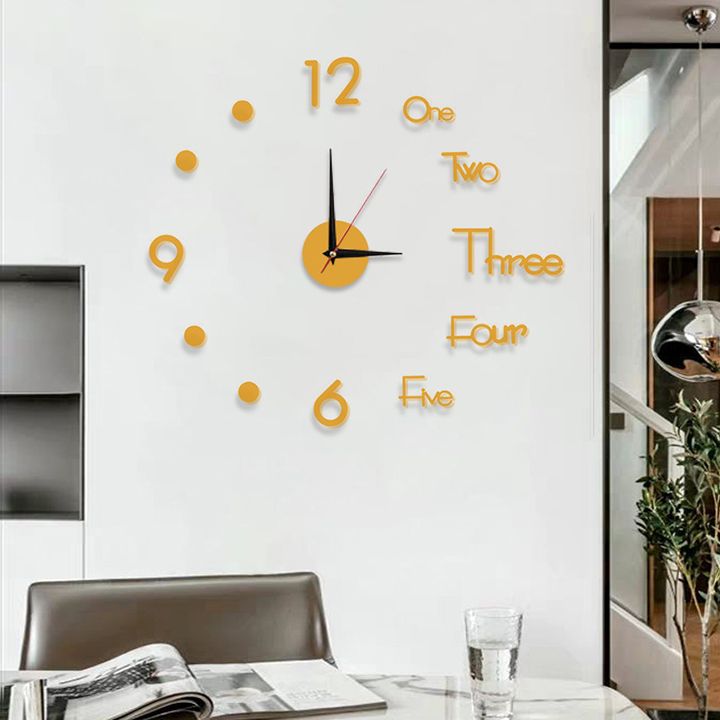 DIY Wall Clock 3D Frameless Silent Non Ticking Creative Round Battery Operated Modern Wall Clocks for Living Room Bedroom Office Home and Kitchen