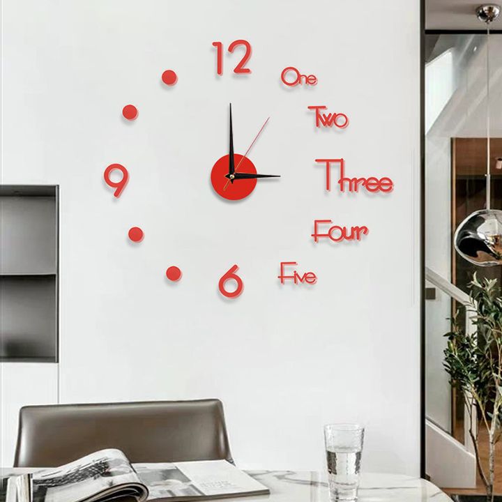 DIY Wall Clock 3D Frameless Silent Non Ticking Creative Round Battery Operated Modern Wall Clocks for Living Room Bedroom Office Home and Kitchen