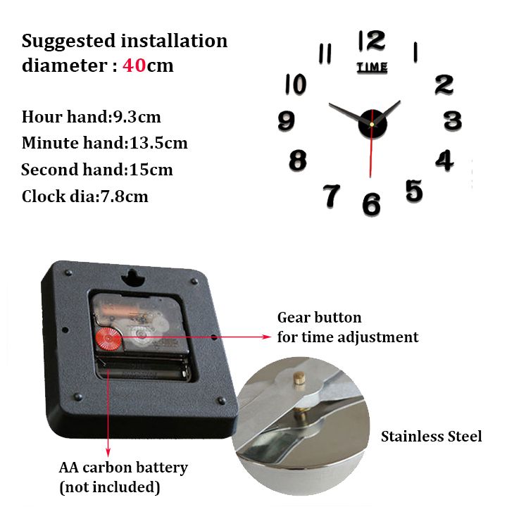 DIY Digital Wall Clock 3D Mirror Silent Non Ticking Self Adhesive Clocks Wall Stickers for Living Room Bedroom Home Decorations