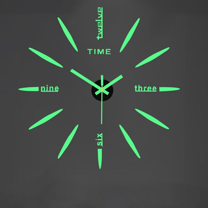 Luminous Creative DIY Wall Clock 3D Mirror Silent Non Ticking Self Adhesive Clocks Modern Wall Stickers for Living Room Bedroom Home Decorations