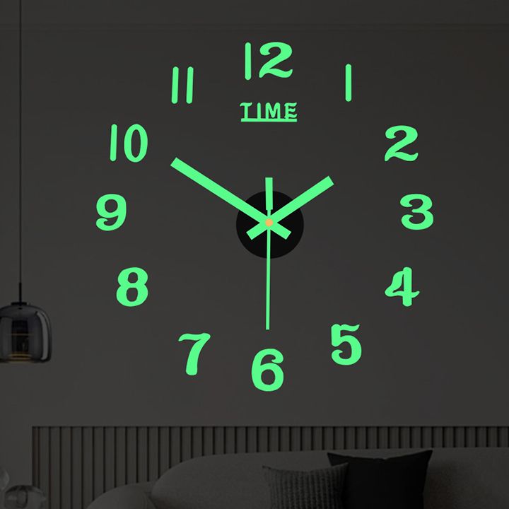 Luminous Creative DIY Wall Clock 3D Mirror Silent Non Ticking Self Adhesive Clocks Modern Wall Stickers for Living Room Bedroom Home Decorations