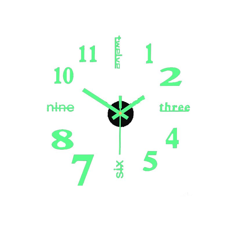 Luminous Creative DIY Wall Clock 3D Mirror Silent Non Ticking Self Adhesive Clocks Modern Wall Stickers for Living Room Bedroom Home Decorations