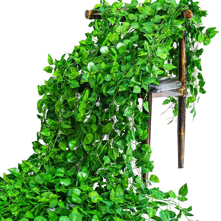 12 Strands Artificial Vines Hanging Plant Leaves Ivy Vines Grape Watermelon Begonia Golden Pothos Leaf Greenery Garlands for Home Bedroom Wall Wedding Party Decor