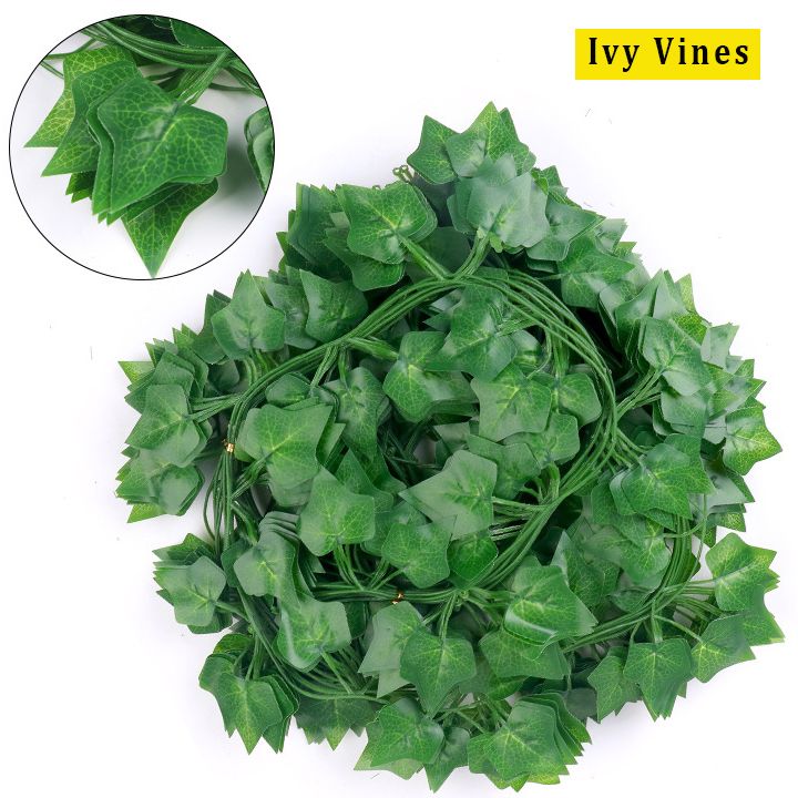 24 PCS Artificial Vines Unlimited Extension Hanging Plant Leaves Waterproof Durable Greenery Garlands for Home Bedroom Wall Wedding Party Decor