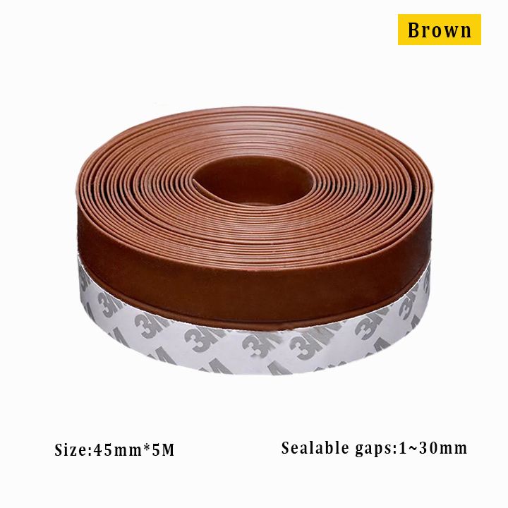 5M Door Window Draft Stopper Flexible Space Sealer Noise Pest Blocker Durable Silicone Rubber Sealing Strip