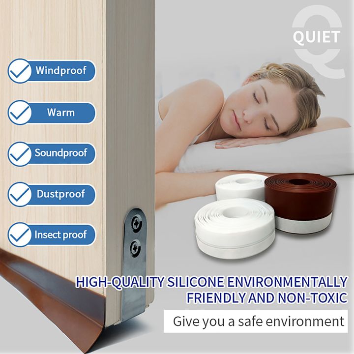 5M Door Window Draft Stopper Flexible Space Sealer Noise Pest Blocker Durable Silicone Rubber Sealing Strip