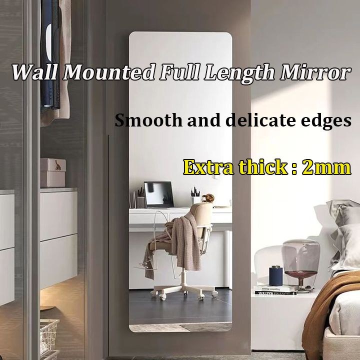 Full Body Mirrors Unbreakable Self Adhesive Acrylic Mirror Wall Mounted Frameless Fashion Mirrors for Home Gym, Bedroom, Door