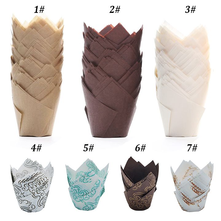 100pcs Tulip Cupcake Liners Muffins Baking Cups Non-stick Oil-proof Paper Baking Wrappers for Party Wedding Birthday Home Baking
