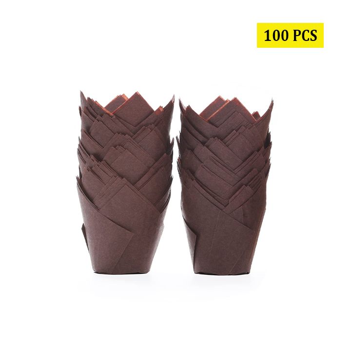 100pcs Tulip Cupcake Liners Muffins Baking Cups Non-stick Oil-proof Paper Baking Wrappers for Party Wedding Birthday Home Baking