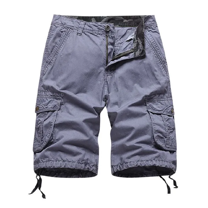 Slim Fit Summer Cargo Shorts for Men 100% Cotton Woven Chino Bermuda Multiple Pockets Cargo Shorts