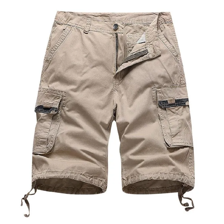 Slim Fit Summer Cargo Shorts for Men 100% Cotton Woven Chino Bermuda Multiple Pockets Cargo Shorts