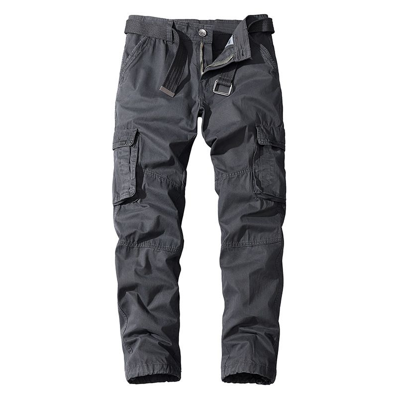 Latest Wholesale Autumn Cargo Pants 100% Cotton Loose Pants Straight Multi Pocket Overalls Men's Pants Jeans