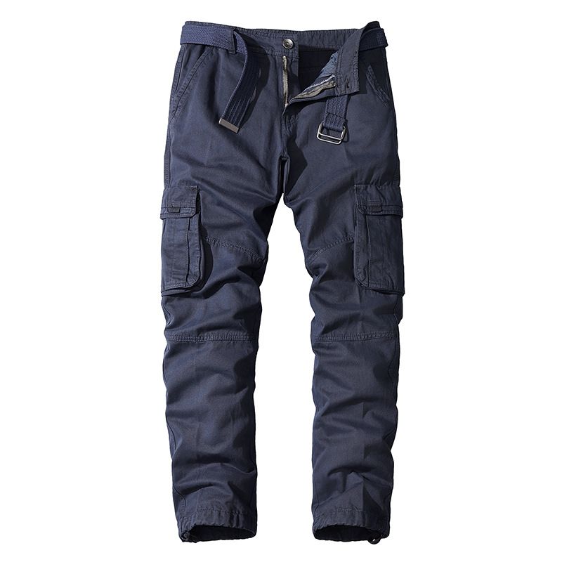 Latest Wholesale Autumn Cargo Pants 100% Cotton Loose Pants Straight Multi Pocket Overalls Men's Pants Jeans