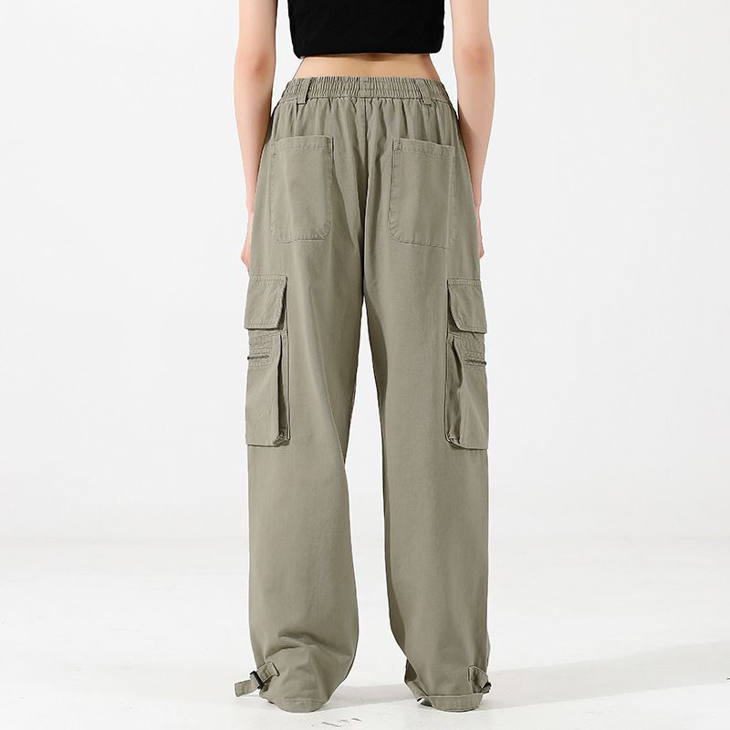 Wholesale Girls hipster retro American straight barrel wide-leg cargo pants   Jeans