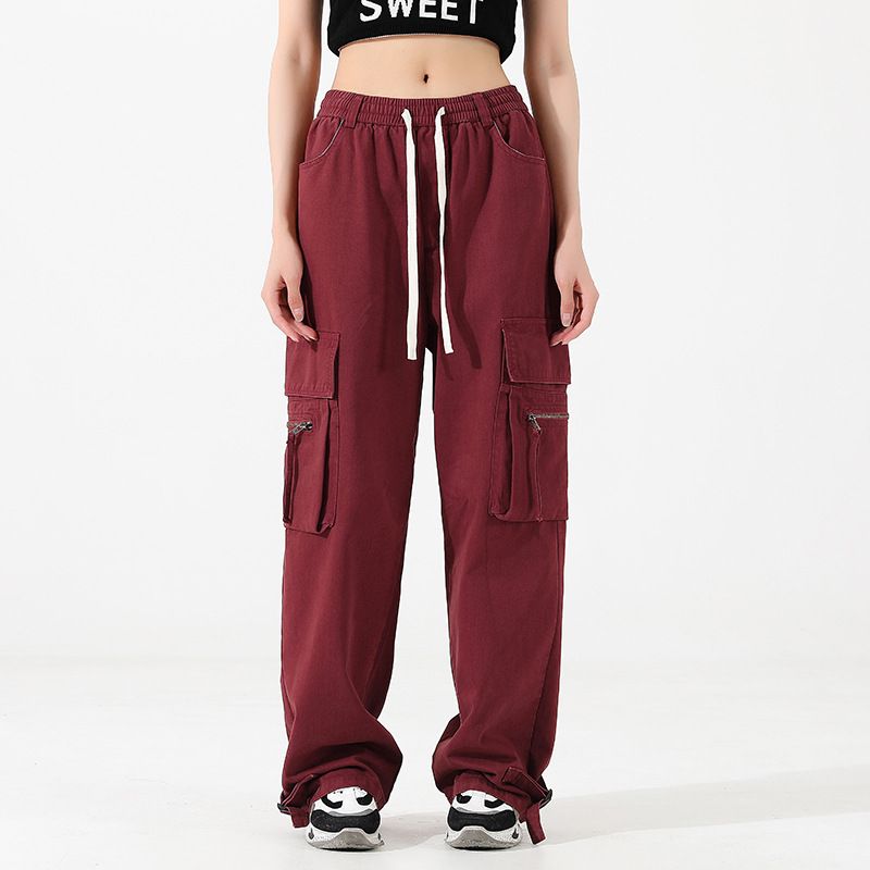 Wholesale Girls hipster retro American straight barrel wide-leg cargo pants   Jeans