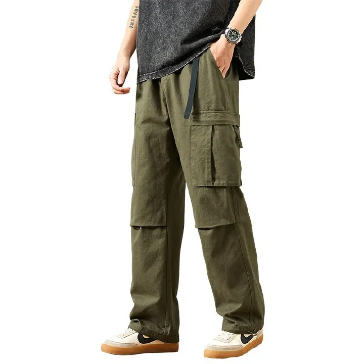 Custom 100% Cotton Duck Canvas Side Pocket Trouser Men Wholesale Vintage Straight Leg Loose Utility Workwear Cargo Pants For Men Jeans