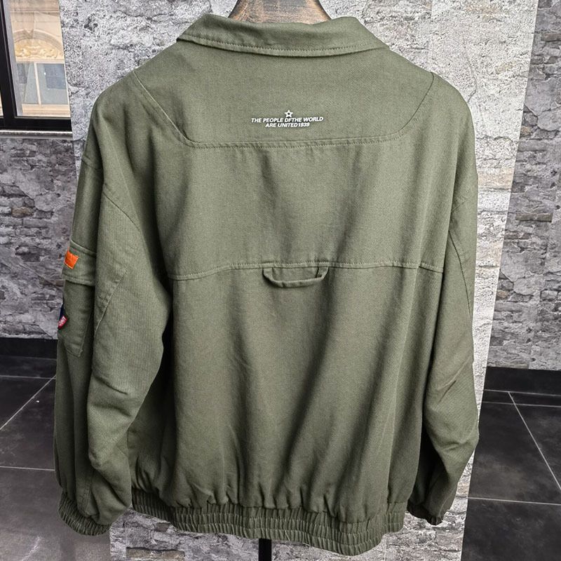 Factory released custom arm badge stand collar full-zip casual cotton fleece lined slim mens jacket Coats