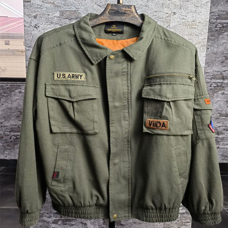 Factory released custom arm badge stand collar full-zip casual cotton fleece lined slim mens jacket Coats