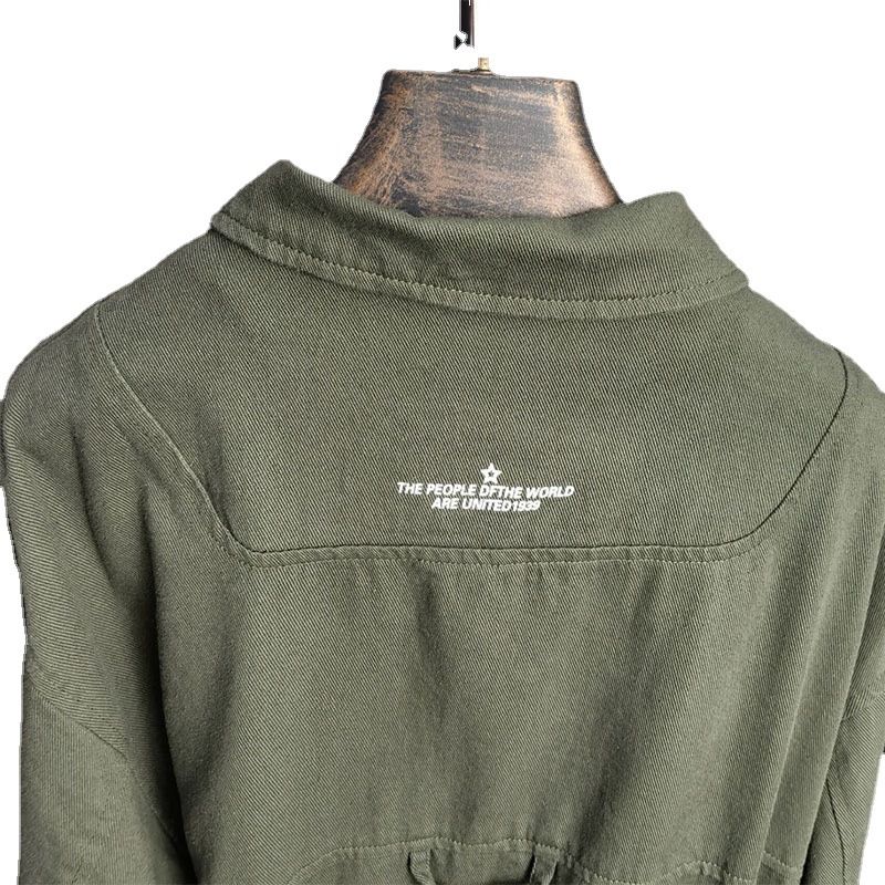 Factory released custom arm badge stand collar full-zip casual cotton fleece lined slim mens jacket Coats