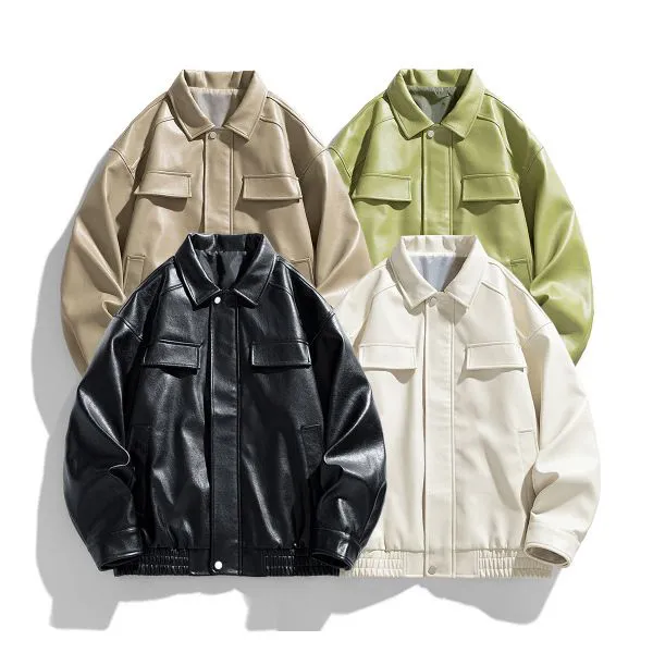 Leather Jackets Men winter Popular Style Men Leather Jacket Wholesale Fashion Cool Zipper Pu Leather Jackets For Men Coats