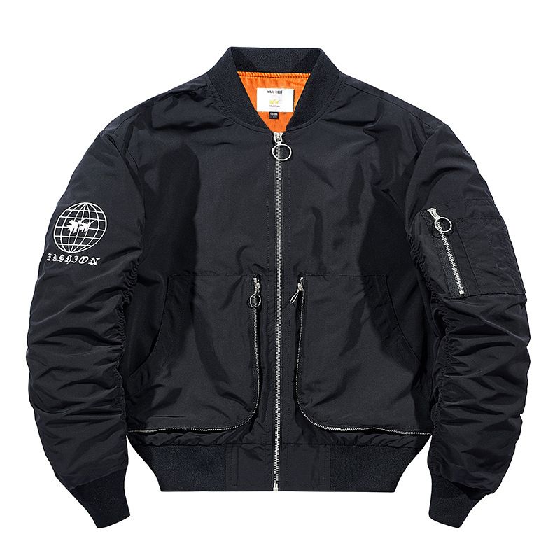 Quality Men's Black NASA Patches Slim Fit Bomber Jackets Windbreaker Utility Pilot Cargo Coat Plus Size Men's Jackets Nasa  Coats