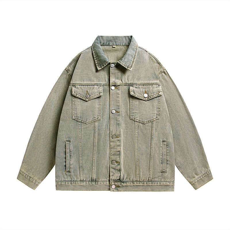retro nostalgic loose denim coat Factory Customized men's denim coat casual all-match lapel autumn denim coat