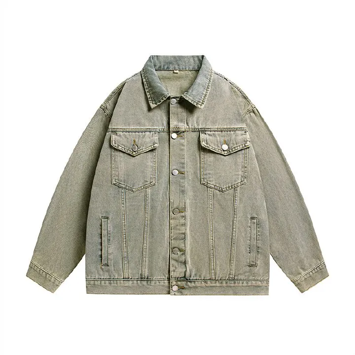 retro nostalgic loose denim coat Factory Customized men's denim coat casual all-match lapel autumn denim coat