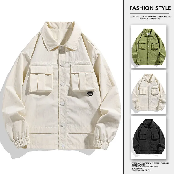 Crepe Custom Label Zip up Jacket with Stand up Collar Men Sports Jacket Waterproof Jacket Fashionable W/R Nylon Unisex Coats