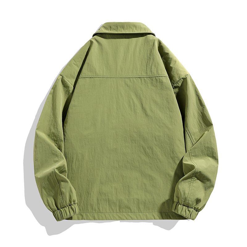 Crepe Custom Label Zip up Jacket with Stand up Collar Men Sports Jacket Waterproof Jacket Fashionable W/R Nylon Unisex Coats