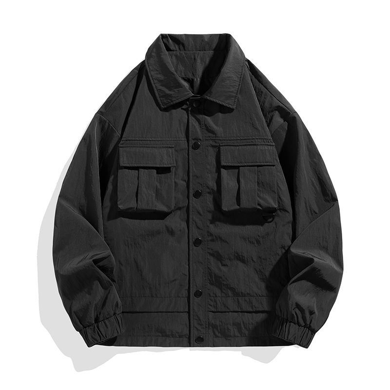 Crepe Custom Label Zip up Jacket with Stand up Collar Men Sports Jacket Waterproof Jacket Fashionable W/R Nylon Unisex Coats