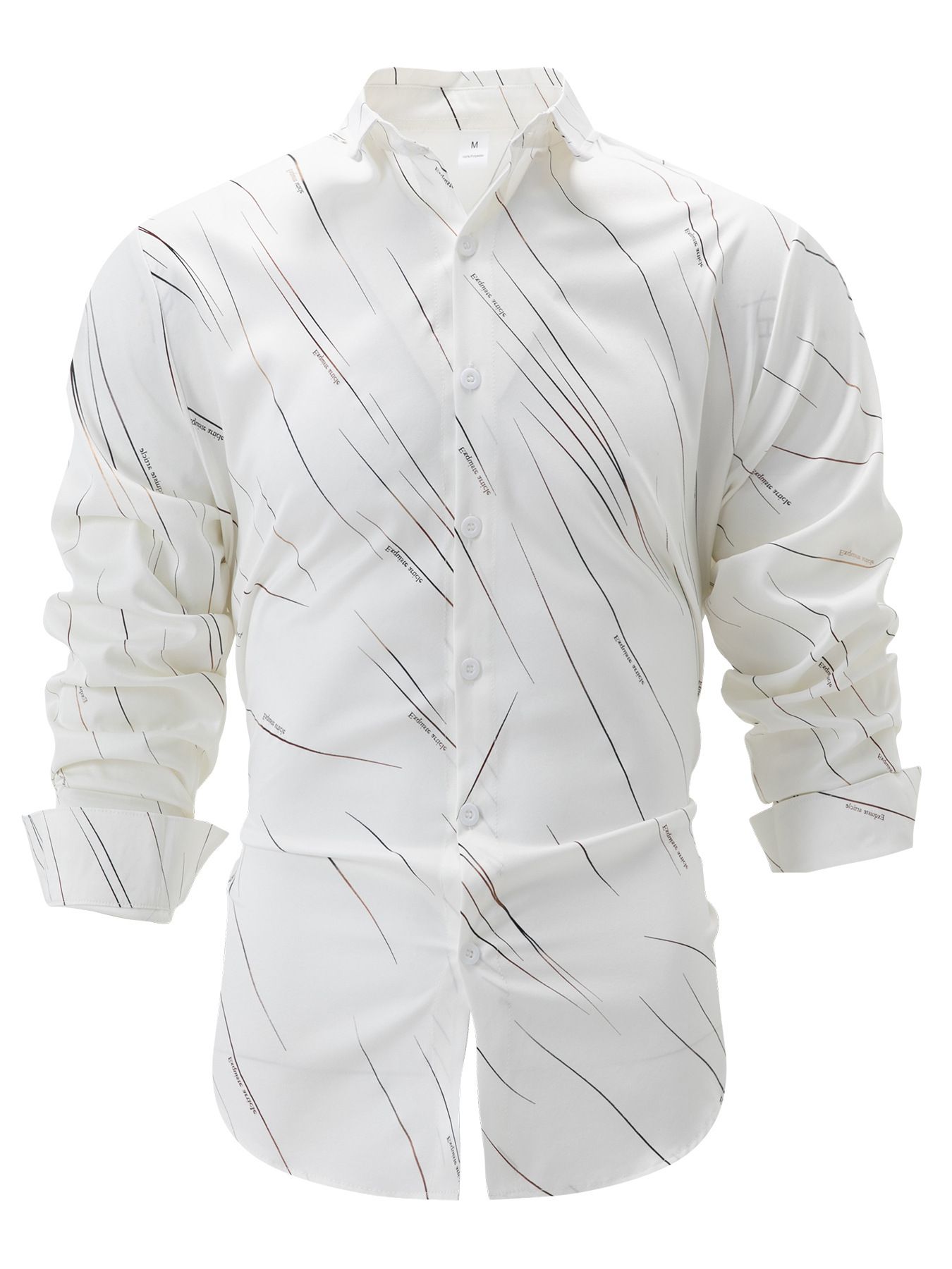 Spring and autumn new men's line printing casual slim long-sleeve shirt