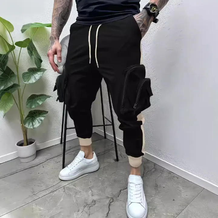 Customized Quality Summer Hip Hop zipper pockts cotton Vintage Windbreaker Casual Jogger cargo pants  Casual