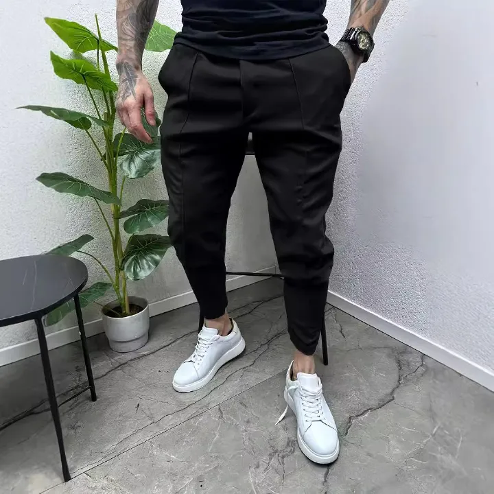 Autumn new solid color small feet casual men's pants slim fit all-match leggings men's trousers in stock Casual