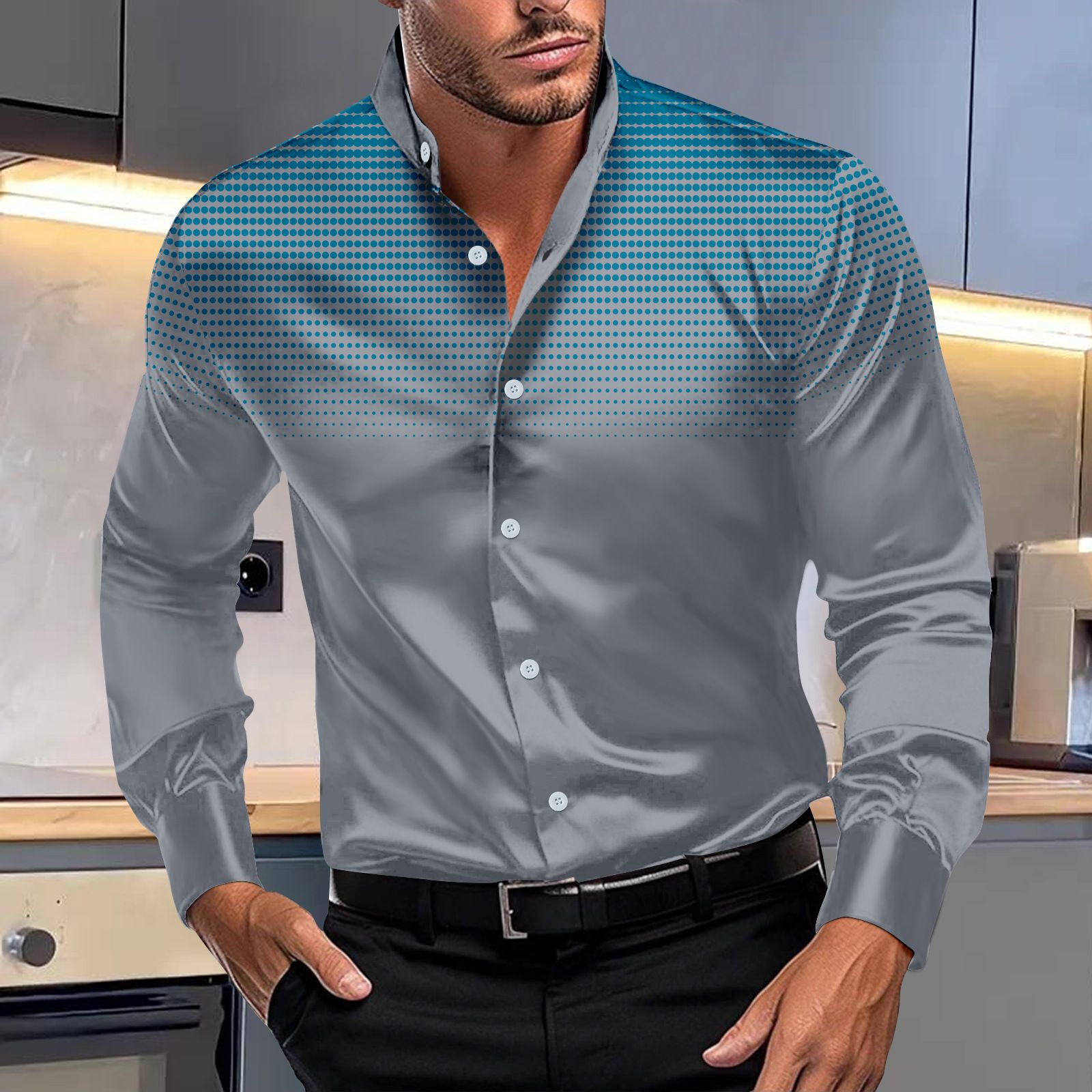 Luxury Plain Silk Mens Dress Shirts Long Sleeve Pure Purple Red Solid Suit Shirt Casual Formal for Wedding Business Shirts