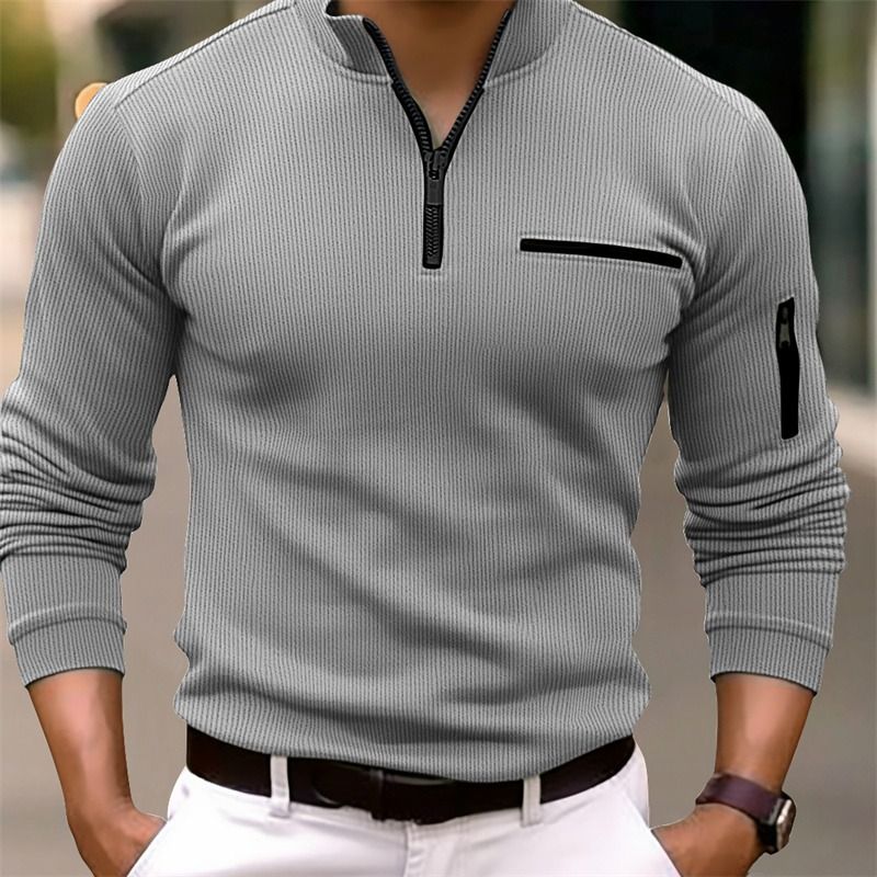 Men Fashion Long Sleeve Zipper Polo Shirt Spring Autumn New 3D Digital Print Sport Tops Polo Shirt For Men  Shirts