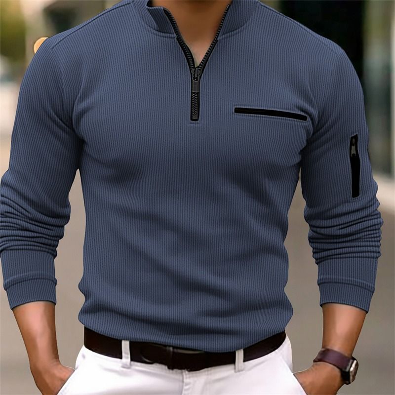 Men Fashion Long Sleeve Zipper Polo Shirt Spring Autumn New 3D Digital Print Sport Tops Polo Shirt For Men  Shirts