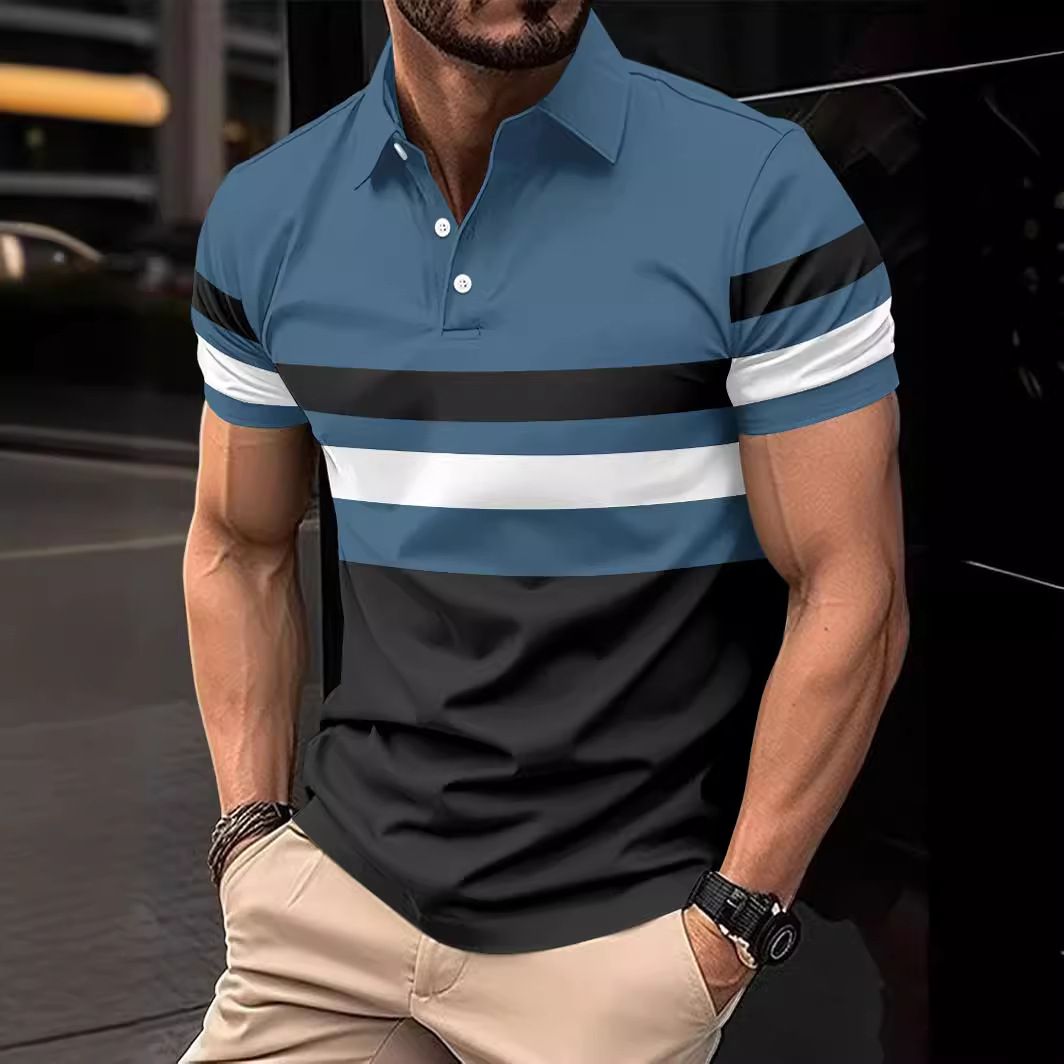 High Quality Short Sleeve Men's Polo Shirts Wholesale Casual Golf Polo Shirt Stripe Polo Shirts For Men  T-Shirts
