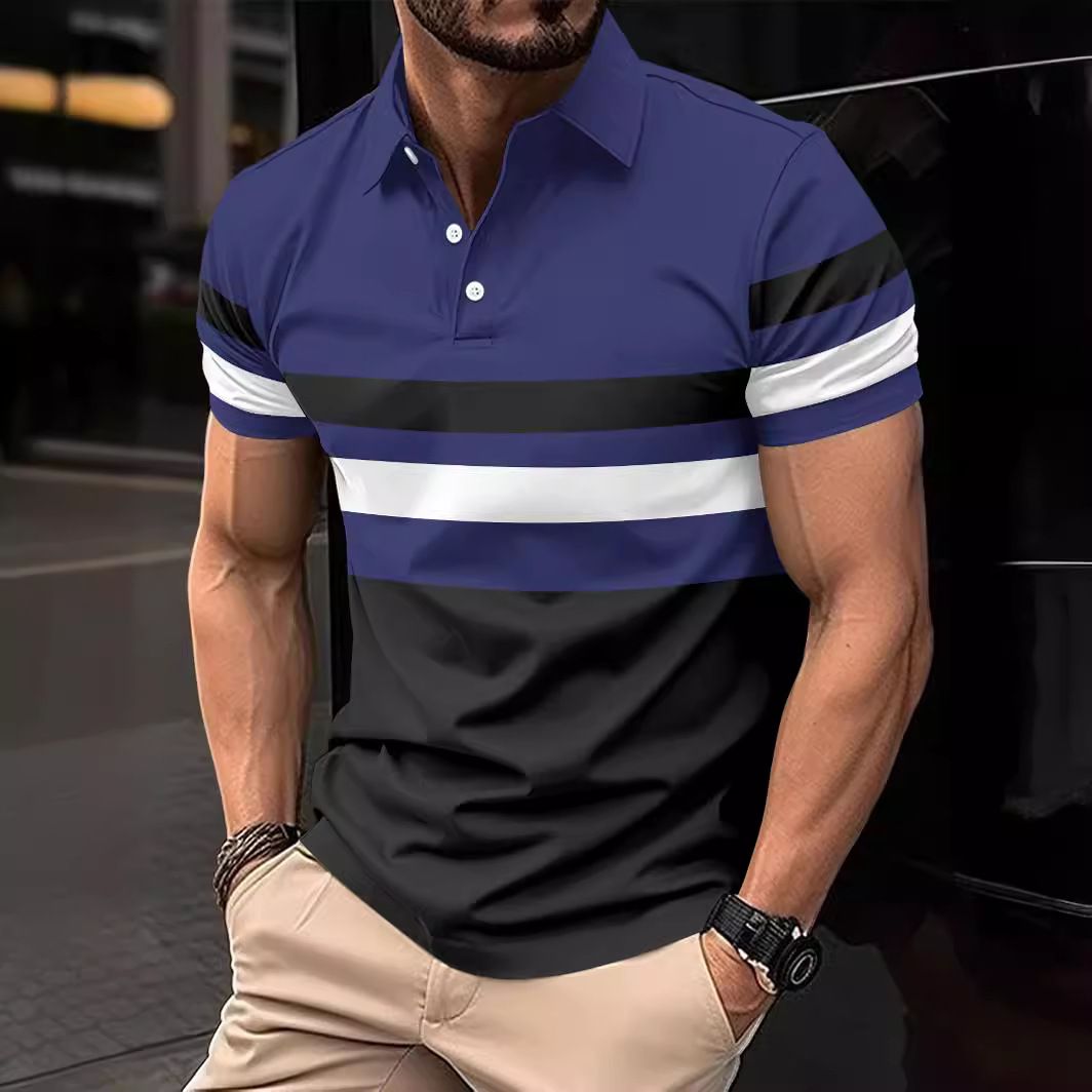 High Quality Short Sleeve Men's Polo Shirts Wholesale Casual Golf Polo Shirt Stripe Polo Shirts For Men  T-Shirts