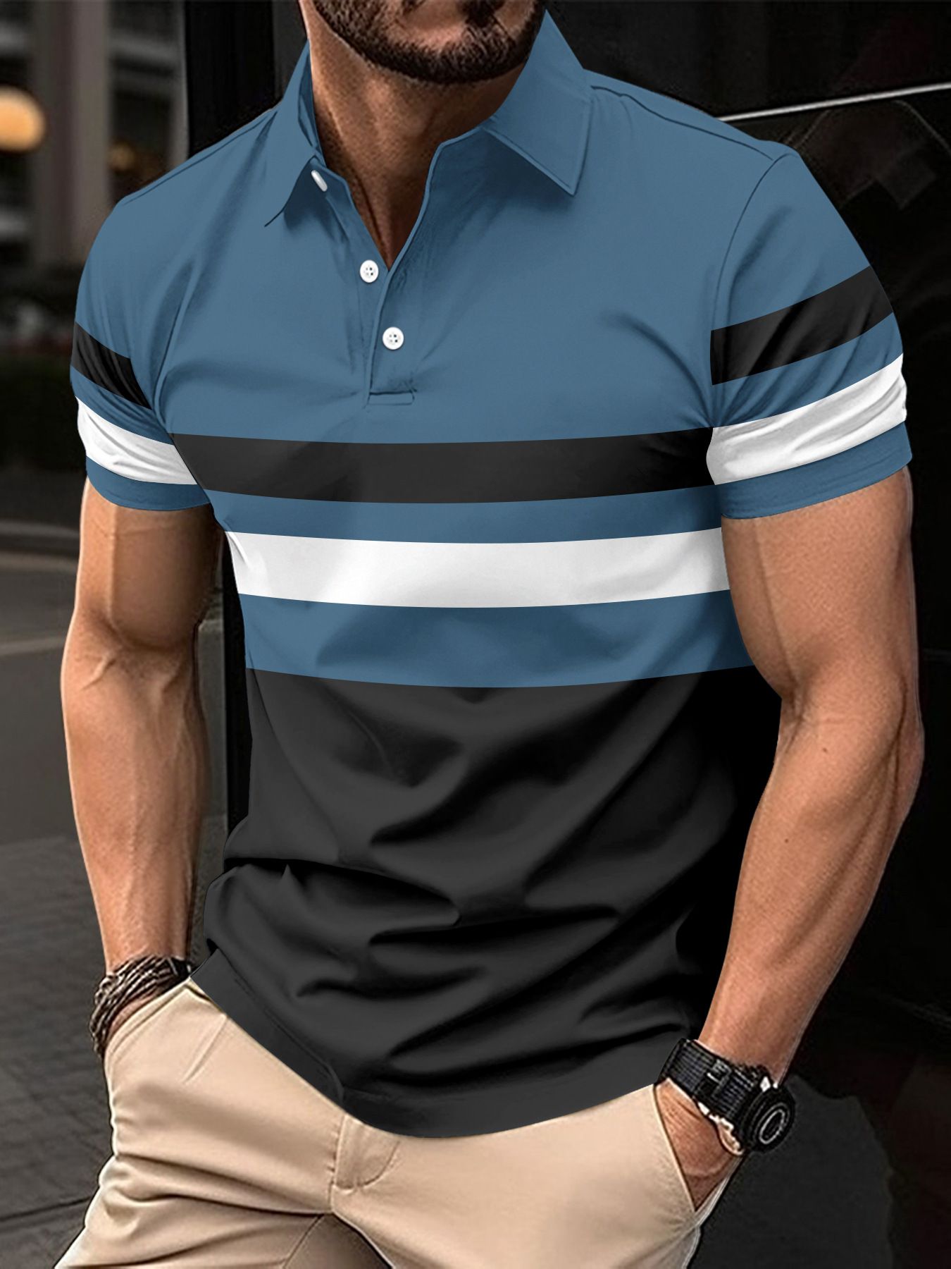 High Quality Short Sleeve Men's Polo Shirts Wholesale Casual Golf Polo Shirt Stripe Polo Shirts For Men  T-Shirts