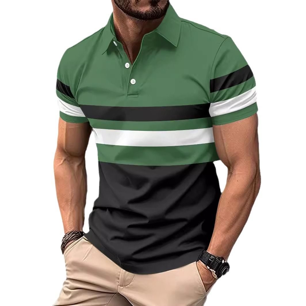 High Quality Short Sleeve Men's Polo Shirts Wholesale Casual Golf Polo Shirt Stripe Polo Shirts For Men  T-Shirts