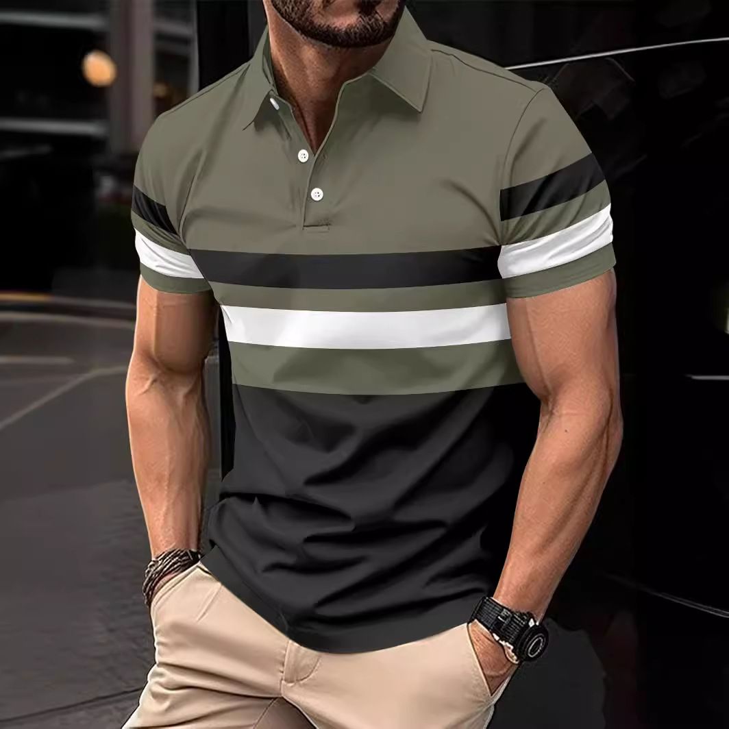 High Quality Short Sleeve Men's Polo Shirts Wholesale Casual Golf Polo Shirt Stripe Polo Shirts For Men  T-Shirts