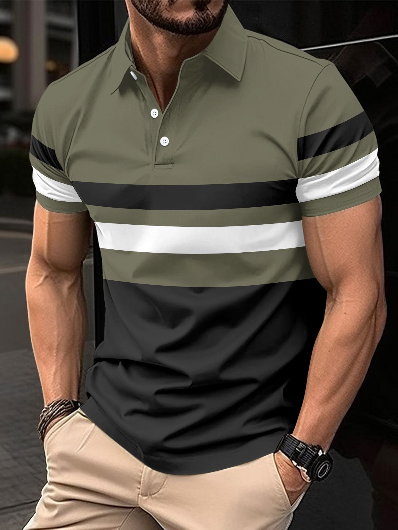 High Quality Short Sleeve Men's Polo Shirts Wholesale Casual Golf Polo Shirt Stripe Polo Shirts For Men  T-Shirts