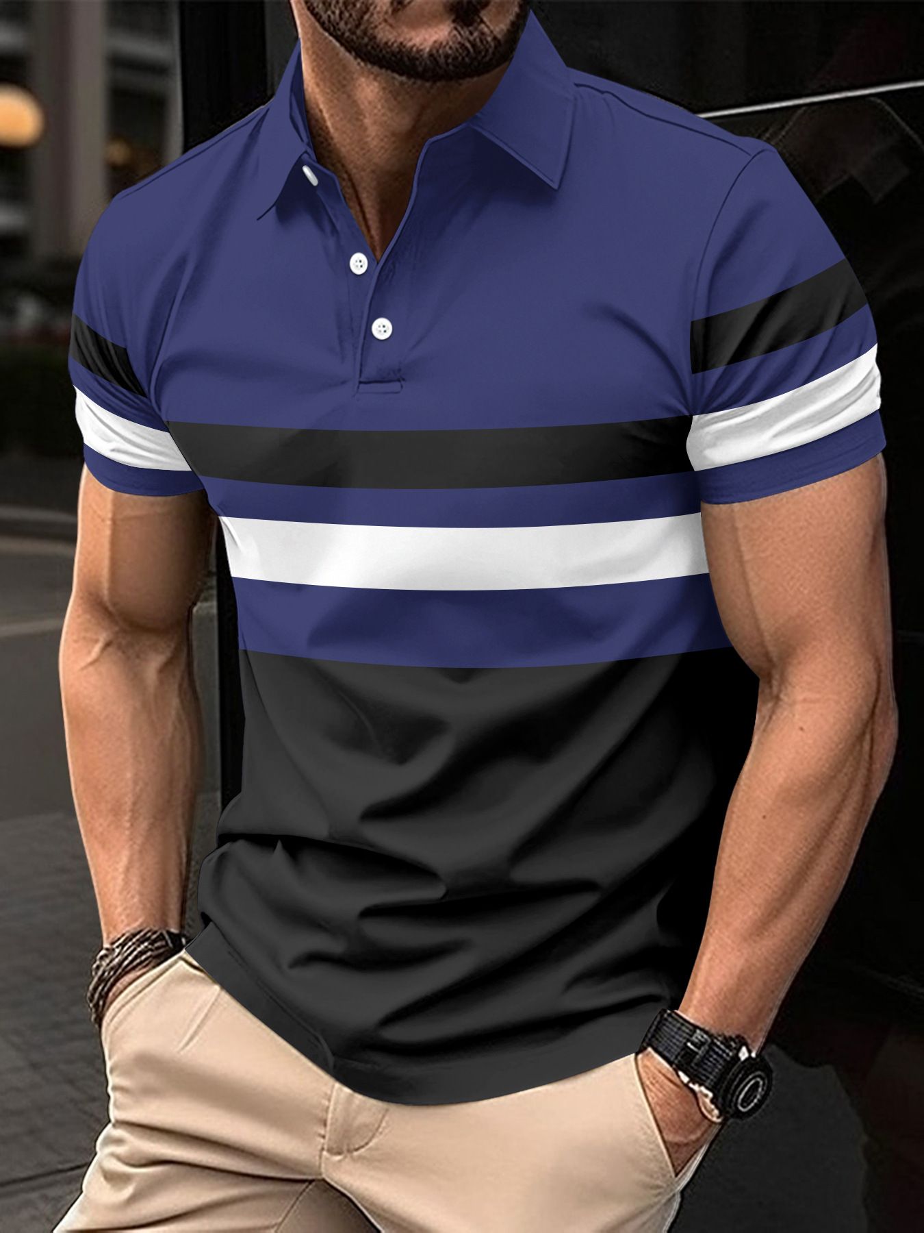 High Quality Short Sleeve Men's Polo Shirts Wholesale Casual Golf Polo Shirt Stripe Polo Shirts For Men  T-Shirts
