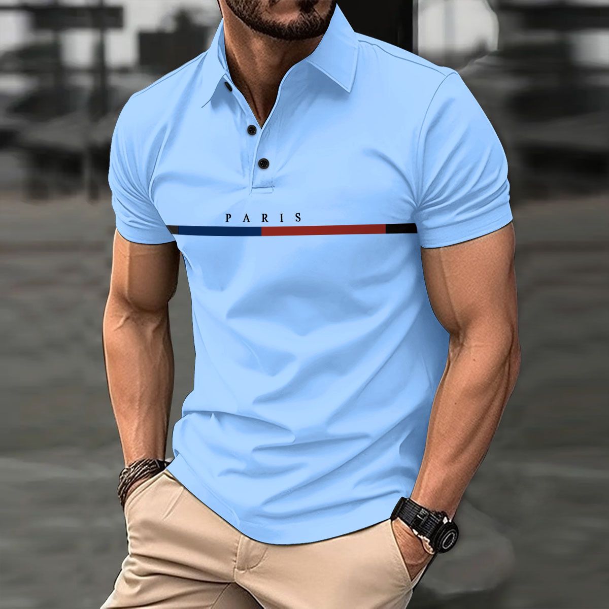 Wholesale Custom LOGO Pattern Paris Printed Polo Shirt Short Sleeve Men's Breathable Polo Golf Polo Shirts T-Shirts