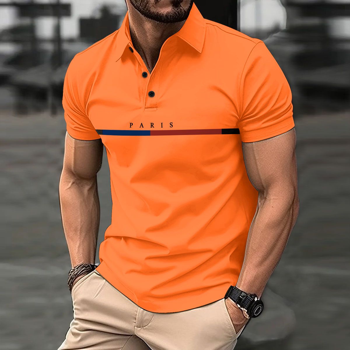 Wholesale Custom LOGO Pattern Paris Printed Polo Shirt Short Sleeve Men's Breathable Polo Golf Polo Shirts T-Shirts