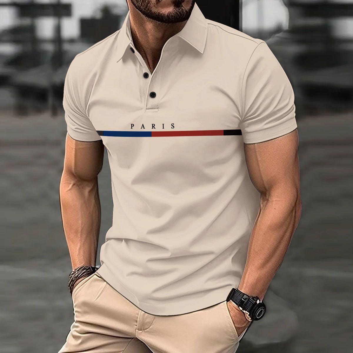Wholesale Custom LOGO Pattern Paris Printed Polo Shirt Short Sleeve Men's Breathable Polo Golf Polo Shirts T-Shirts