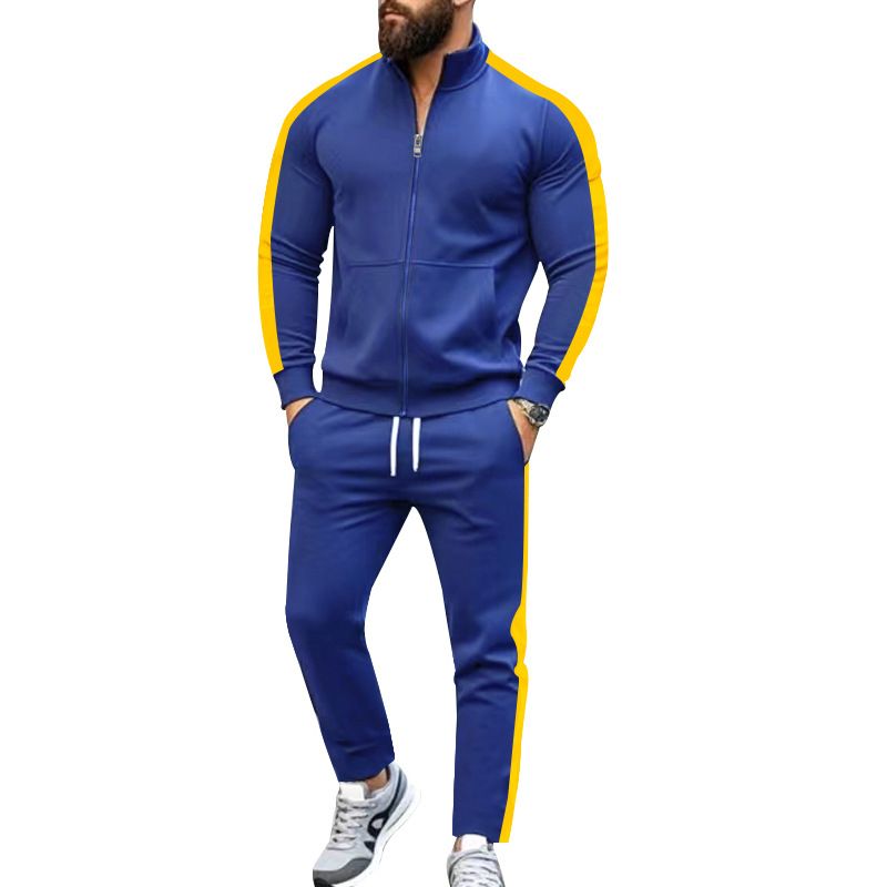 Men's sports suit 2 sets Slim fall fashion collar cardigan running sports zipper two-piece men's clothingTwo-Piece Outfits