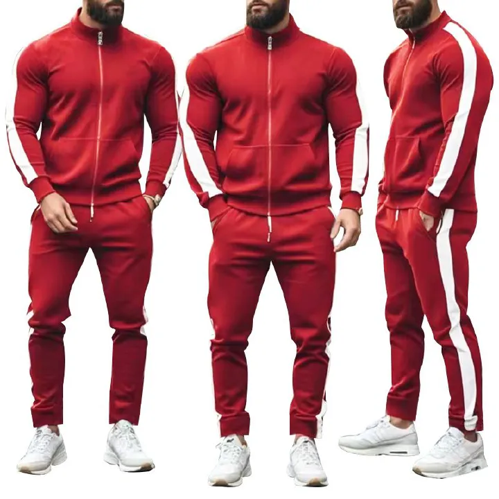 Men's sports suit 2 sets Slim fall fashion collar cardigan running sports zipper two-piece men's clothingTwo-Piece Outfits